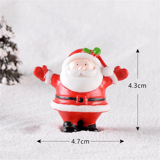 Christmas Mini Resin Figurines Miniatures Santa Claus Snowman Elk Ornament Micro Landscape Meryy Xmas Ornament Decoration 2023