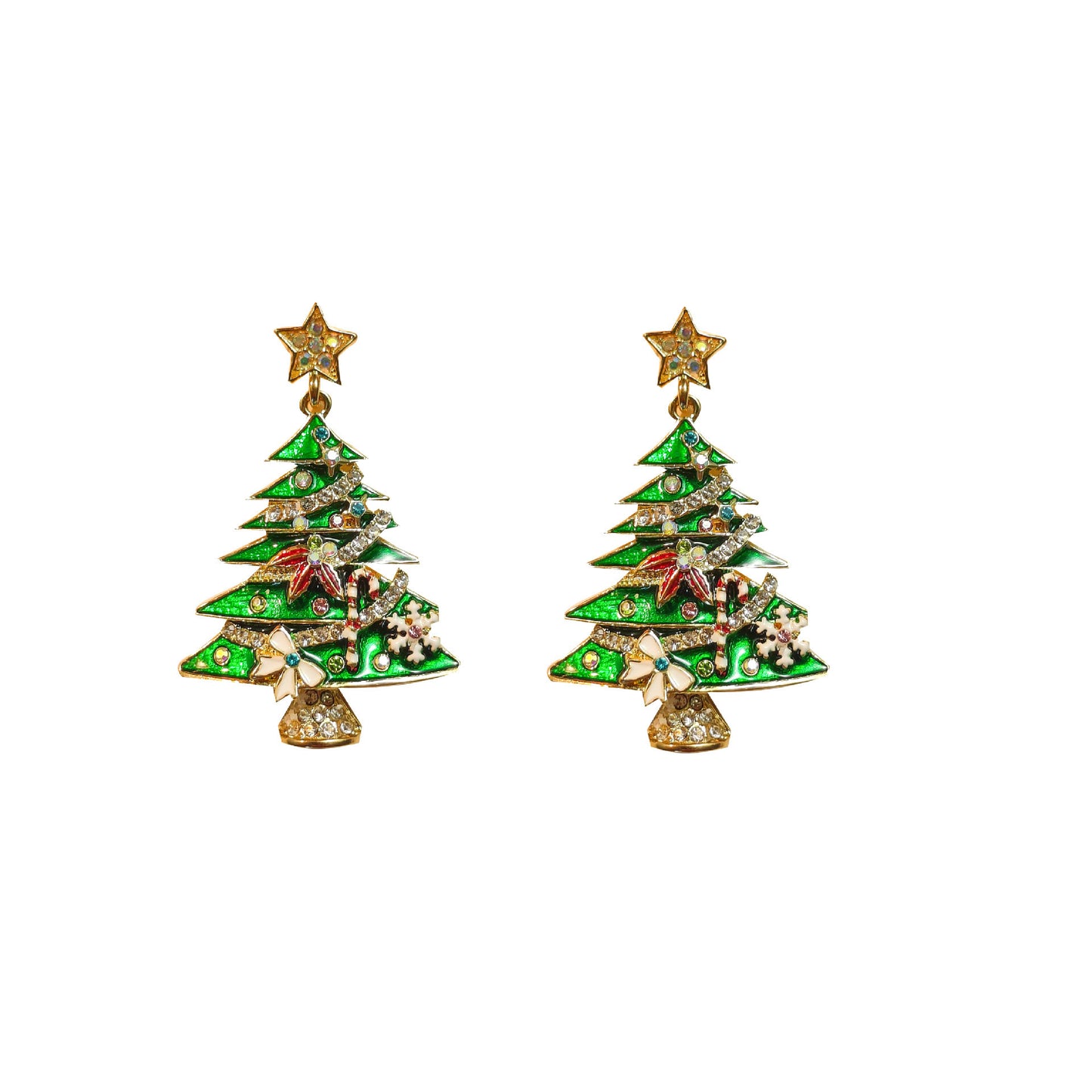Diamond Christmas Tree Brooch Female Creative Christmas Tree Earrings