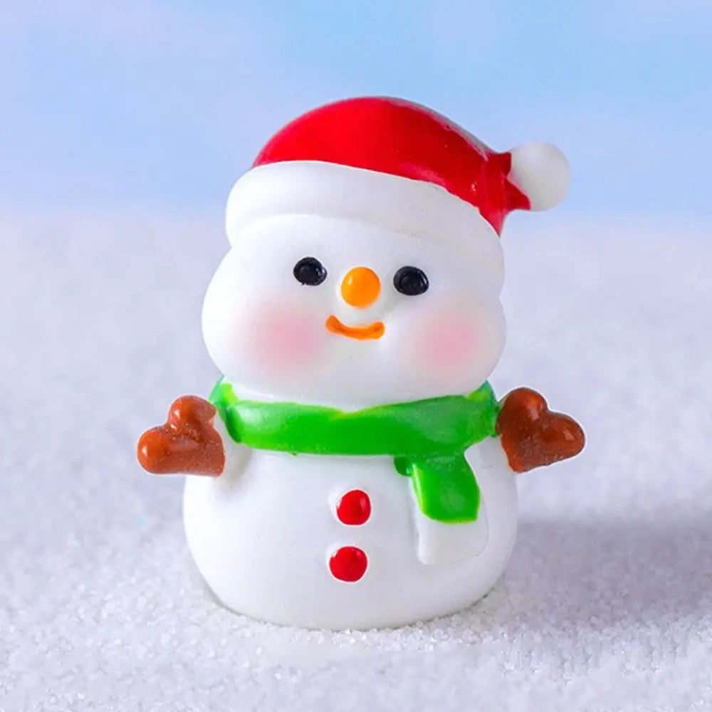 Mini Christmas Figurines Santa Clause Resin Miniature Knick-knacks Micro Landscape Home Decorations Cartoon Snowman Statue