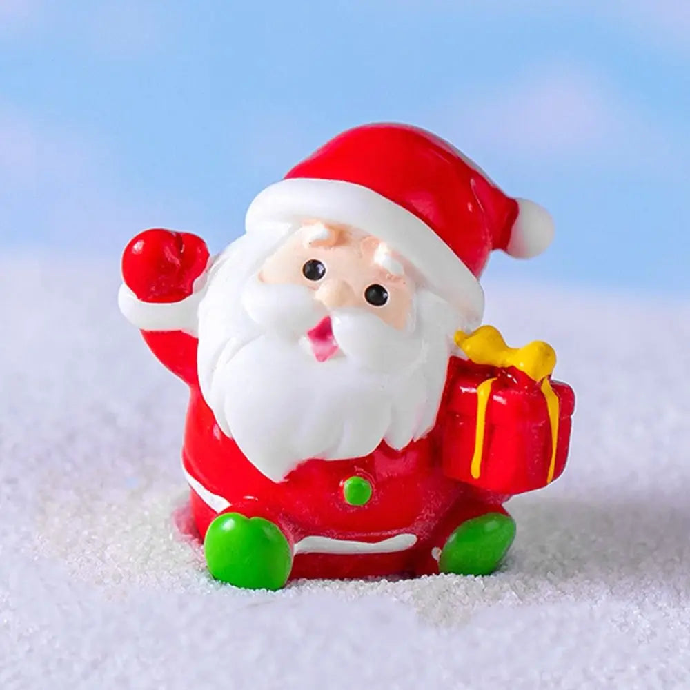 Mini Christmas Figurines Santa Clause Resin Miniature Knick-knacks Micro Landscape Home Decorations Cartoon Snowman Statue