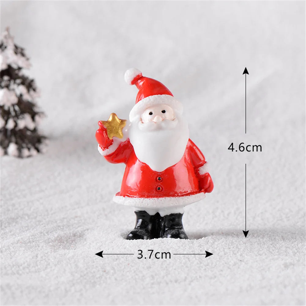 Christmas Mini Resin Figurines Miniatures Santa Claus Snowman Elk Ornament Micro Landscape Meryy Xmas Ornament Decoration 2023