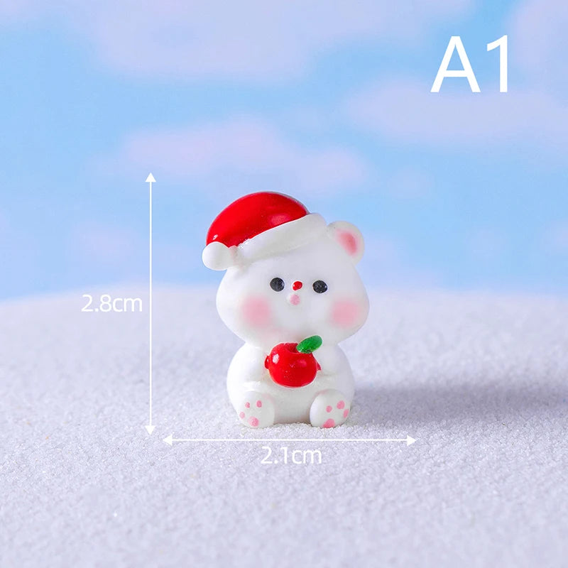 1pc Mini Resin Christmas Santa Claus Snowman Ornament Micro Landscape Christmas Decorations Ornament Home Desktop Park Decor