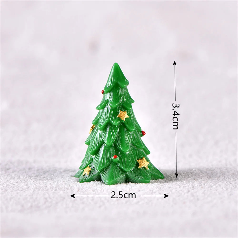 Christmas Mini Resin Figurines Miniatures Santa Claus Snowman Elk Ornament Micro Landscape Meryy Xmas Ornament Decoration 2023