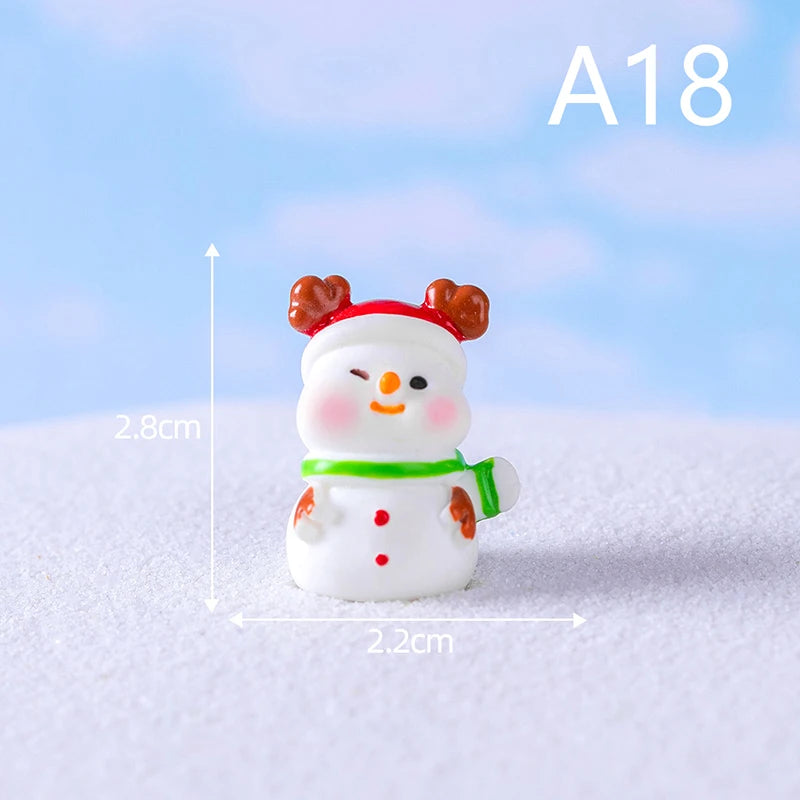 1pc Mini Resin Christmas Santa Claus Snowman Ornament Micro Landscape Christmas Decorations Ornament Home Desktop Park Decor