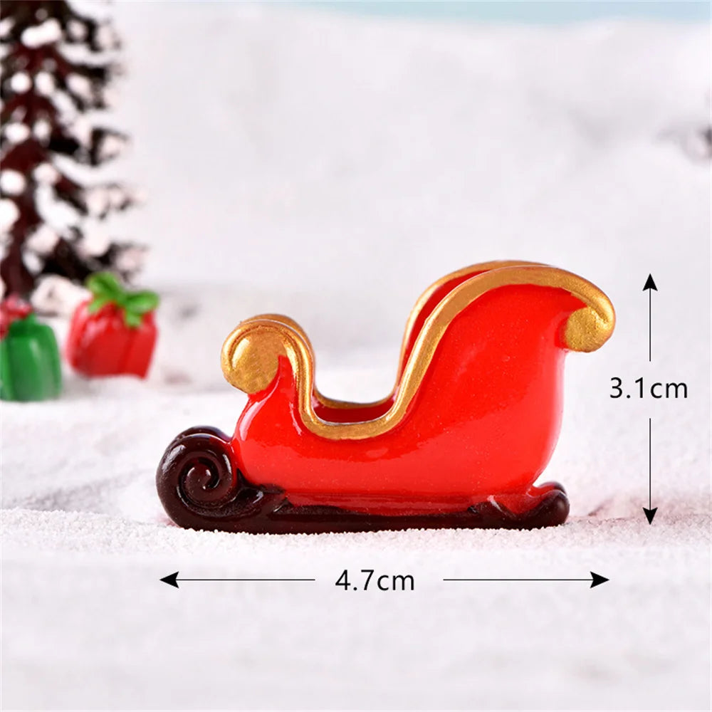 Christmas Mini Resin Figurines Miniatures Santa Claus Snowman Elk Ornament Micro Landscape Meryy Xmas Ornament Decoration 2023