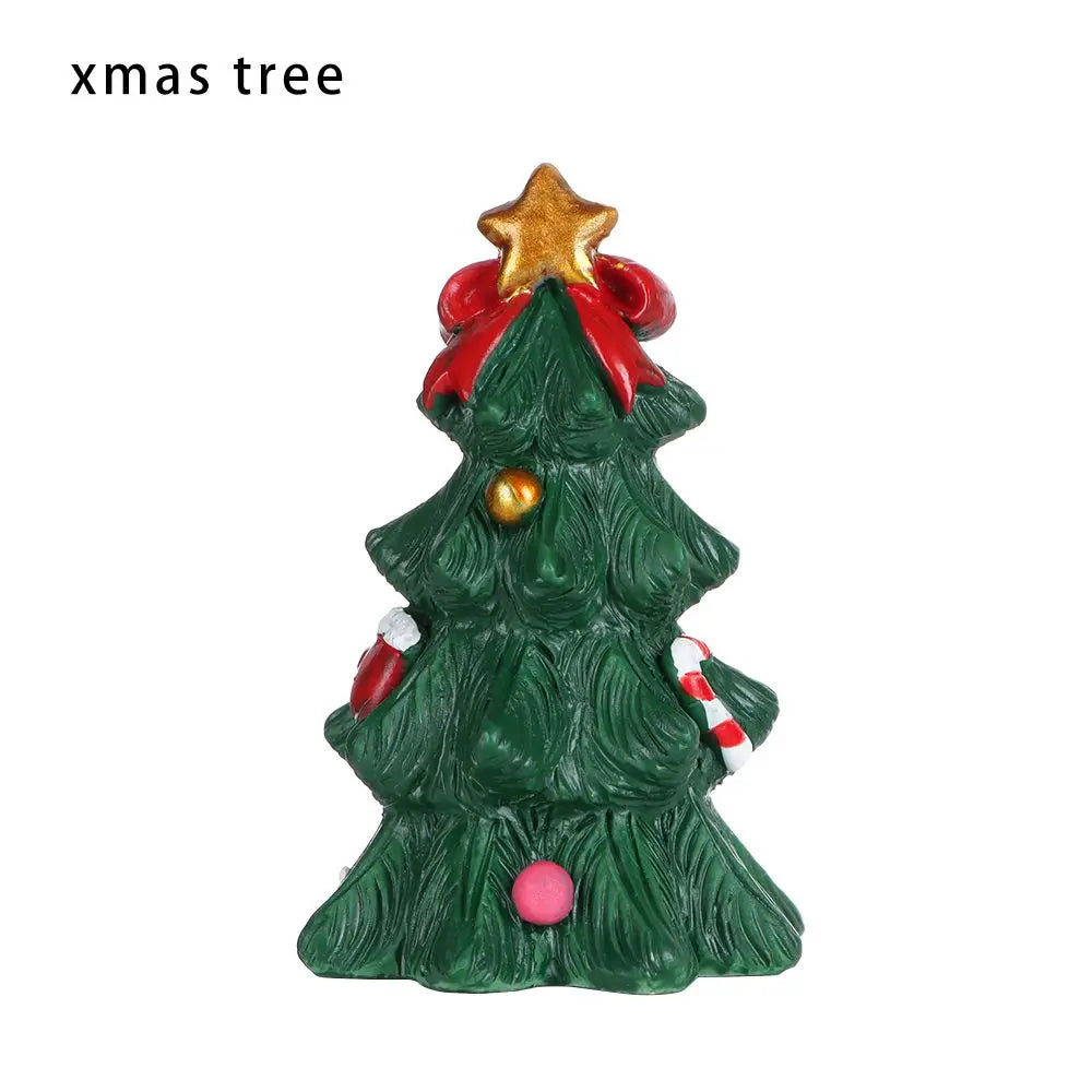 Christmas Miniatures Figurines Xmas Tree Santa Claus Snowmen Bear Micro Landscape Doll House Moss Terrarium Fairy Garden Decor