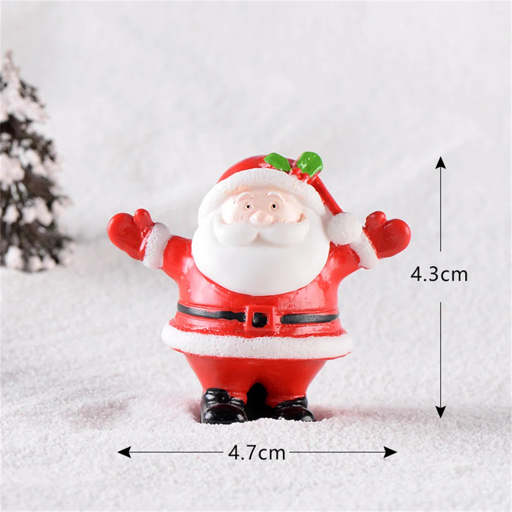 Christmas Mini Resin Figurines Miniatures Santa Claus Snowman Elk Ornament Micro Landscape Meryy Xmas Ornament Decoration 2023