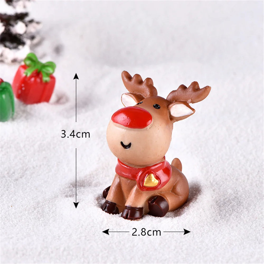 Christmas Mini Resin Figurines Miniatures Santa Claus Snowman Elk Ornament Micro Landscape Meryy Xmas Ornament Decoration 2023