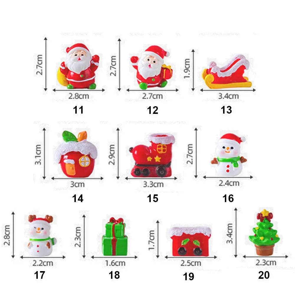 Mini Christmas Figurines Santa Clause Resin Miniature Knick-knacks Micro Landscape Home Decorations Cartoon Snowman Statue