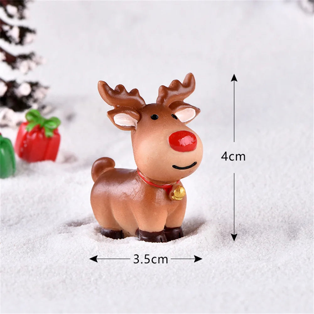 Christmas Mini Resin Figurines Miniatures Santa Claus Snowman Elk Ornament Micro Landscape Meryy Xmas Ornament Decoration 2023