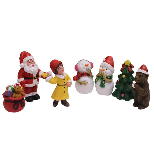 Christmas Miniatures Figurines Xmas Tree Santa Claus Snowmen Bear Micro Landscape Doll House Moss Terrarium Fairy Garden Decor