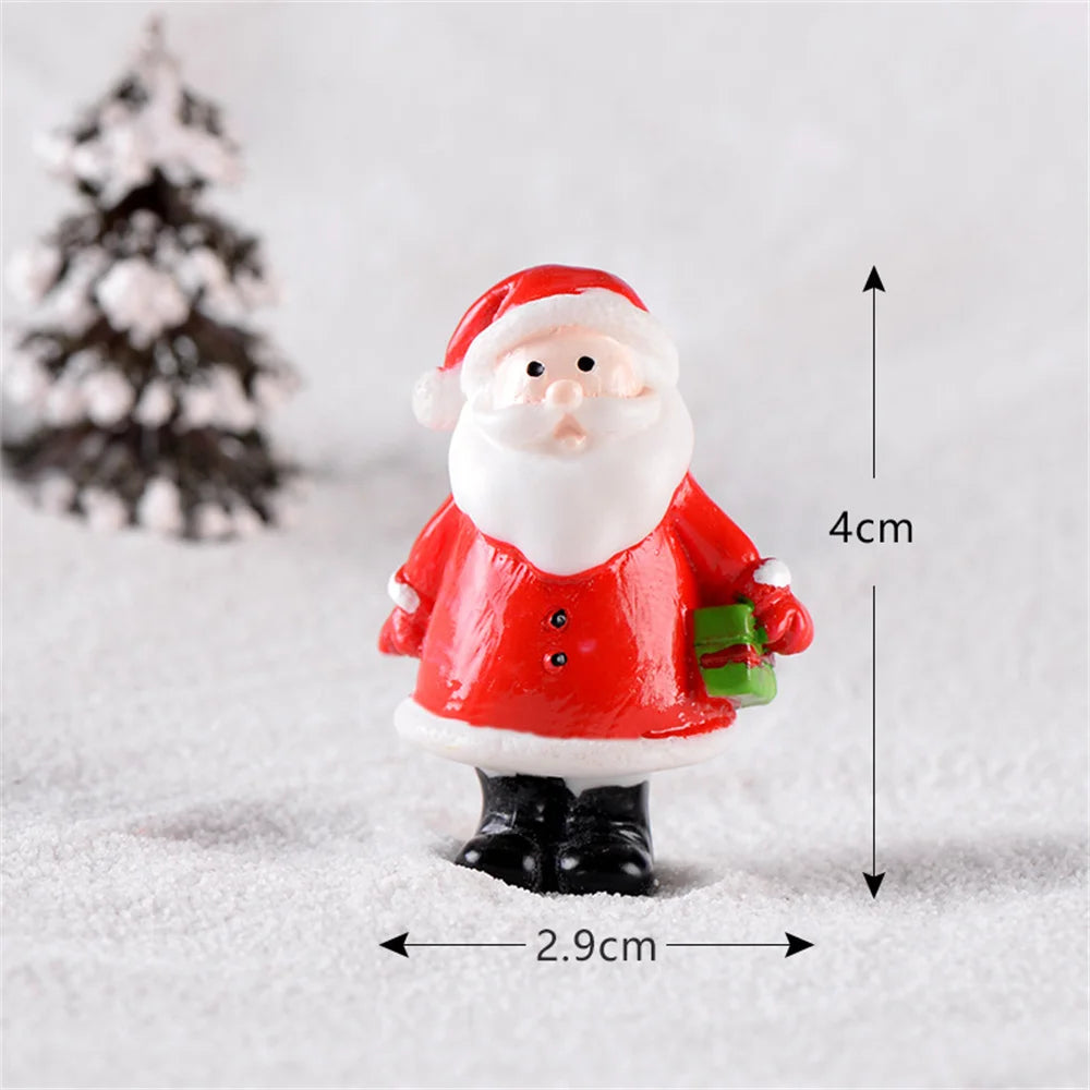 Christmas Mini Resin Figurines Miniatures Santa Claus Snowman Elk Ornament Micro Landscape Meryy Xmas Ornament Decoration 2023