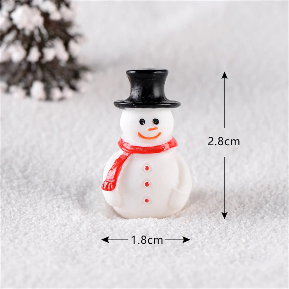 Christmas Mini Resin Figurines Miniatures Santa Claus Snowman Elk Ornament Micro Landscape Meryy Xmas Ornament Decoration 2023