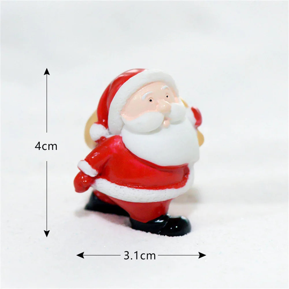 Christmas Mini Resin Figurines Miniatures Santa Claus Snowman Elk Ornament Micro Landscape Meryy Xmas Ornament Decoration 2023
