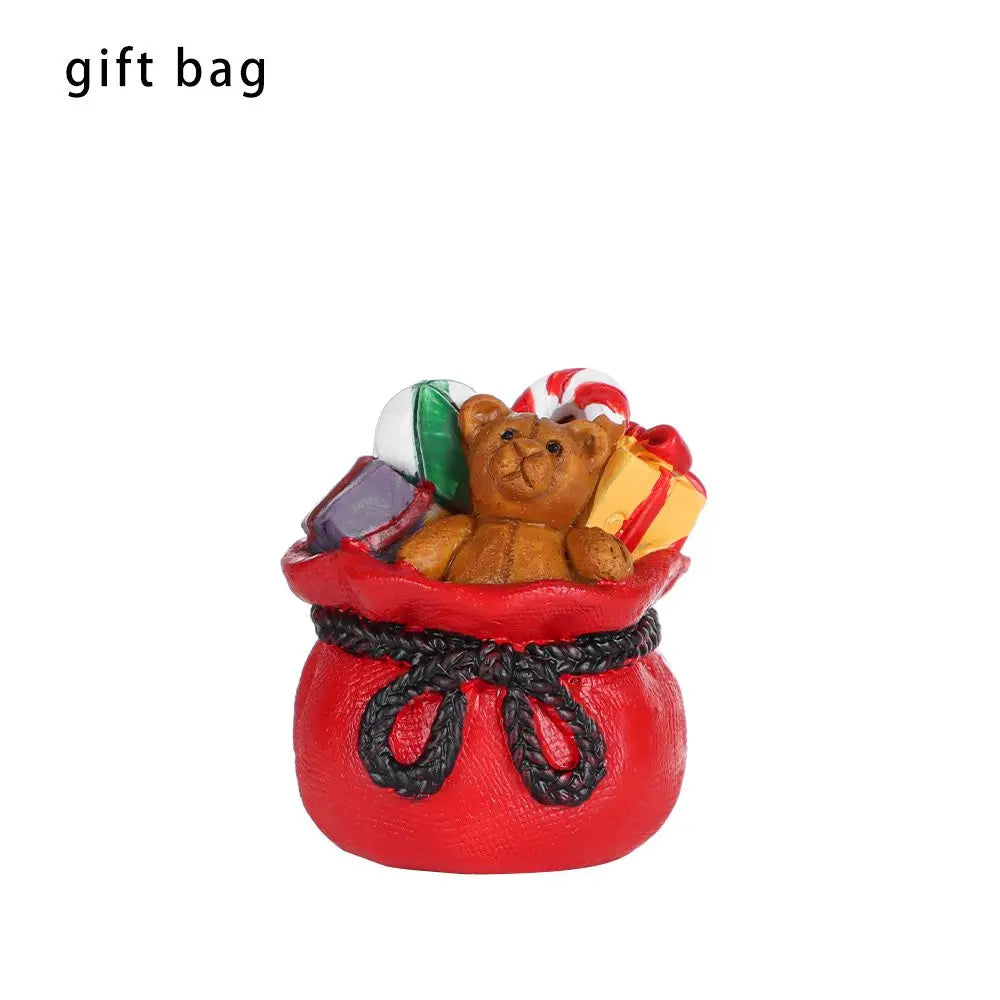 Christmas Miniatures Figurines Xmas Tree Santa Claus Snowmen Bear Micro Landscape Doll House Moss Terrarium Fairy Garden Decor